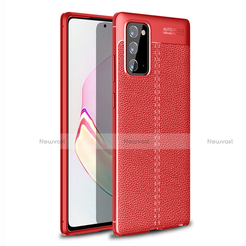 Soft Silicone Gel Leather Snap On Case Cover for Samsung Galaxy Note 20 Plus 5G Red