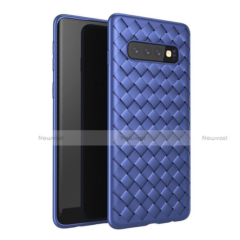 Soft Silicone Gel Leather Snap On Case Cover for Samsung Galaxy S10 5G Blue