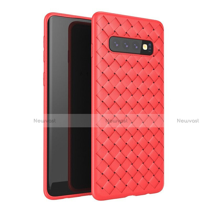 Soft Silicone Gel Leather Snap On Case Cover for Samsung Galaxy S10 5G Red