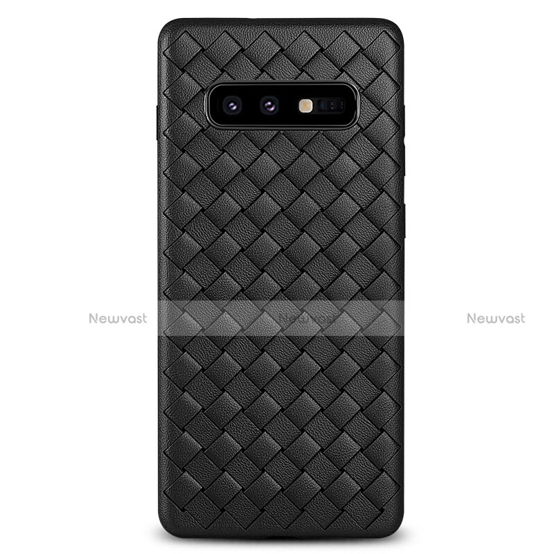 Soft Silicone Gel Leather Snap On Case Cover for Samsung Galaxy S10e Black