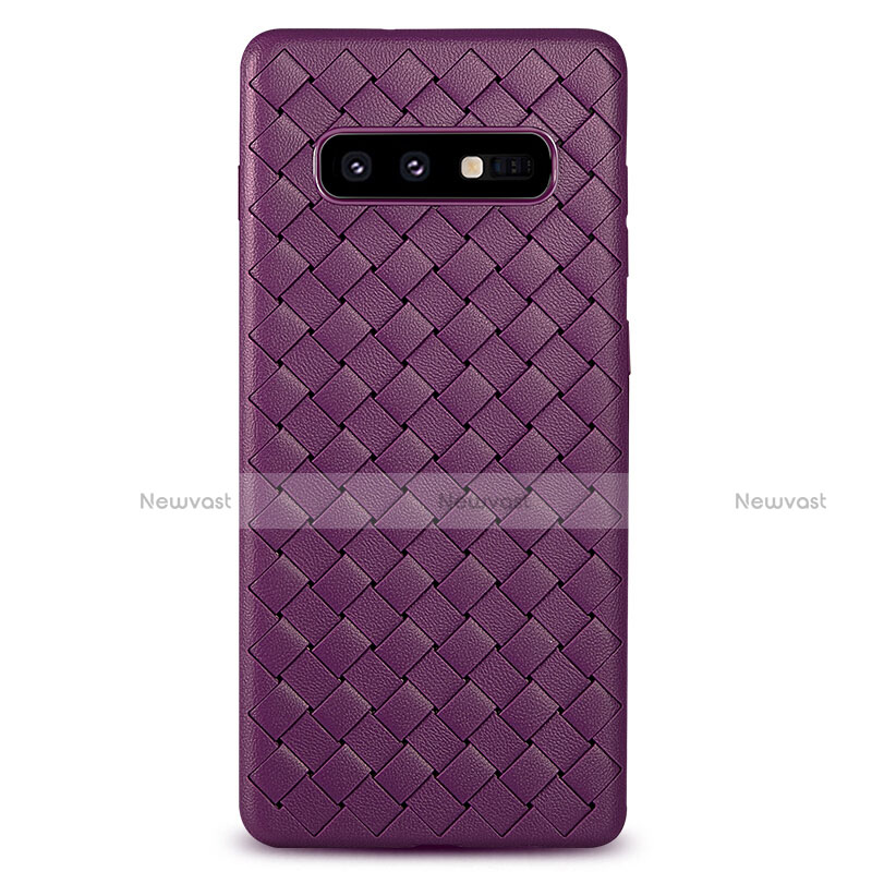 Soft Silicone Gel Leather Snap On Case Cover for Samsung Galaxy S10e Purple