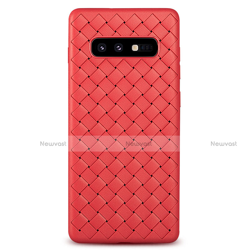 Soft Silicone Gel Leather Snap On Case Cover for Samsung Galaxy S10e Red