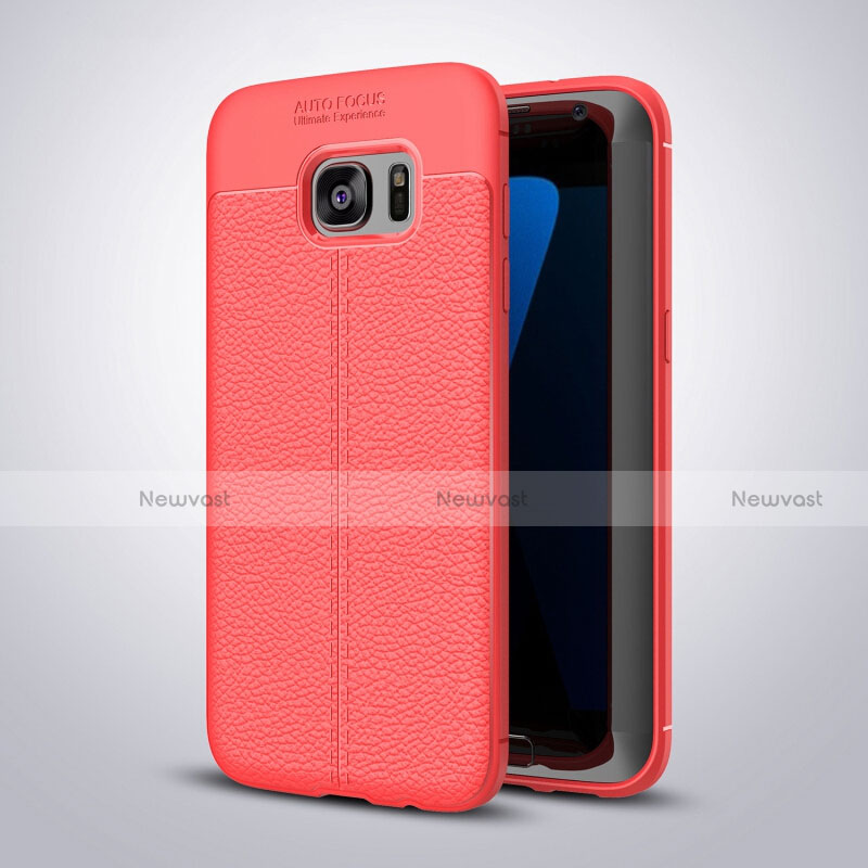 Soft Silicone Gel Leather Snap On Case Cover for Samsung Galaxy S7 Edge G935F Red