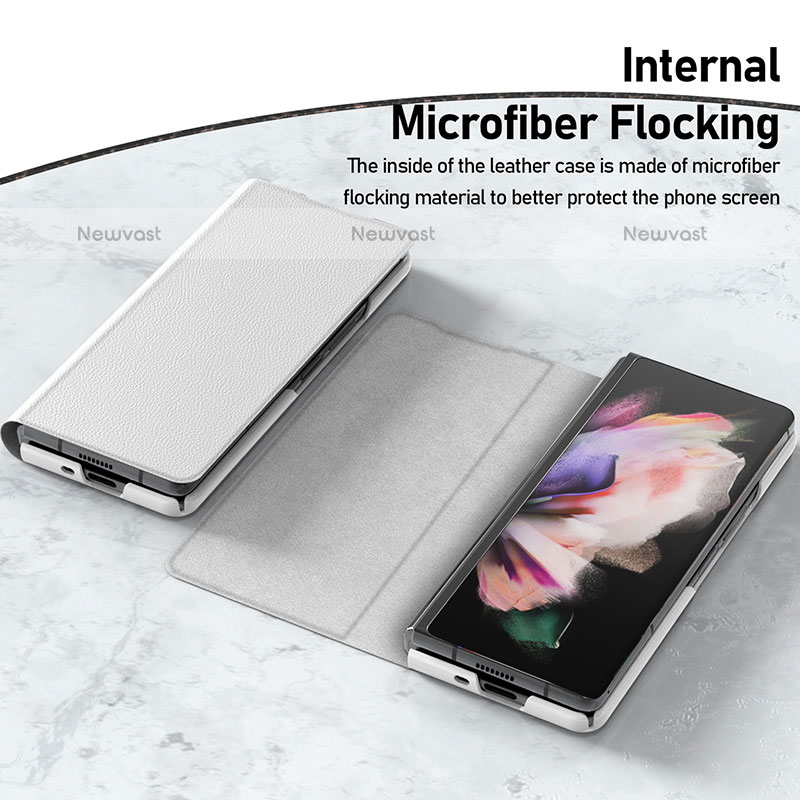 Soft Silicone Gel Leather Snap On Case Cover for Samsung Galaxy Z Fold3 5G Gray