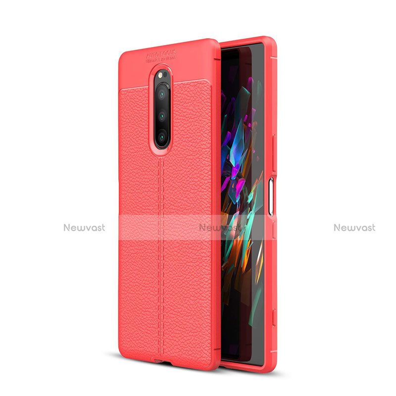 Soft Silicone Gel Leather Snap On Case Cover for Sony Xperia 1 Red