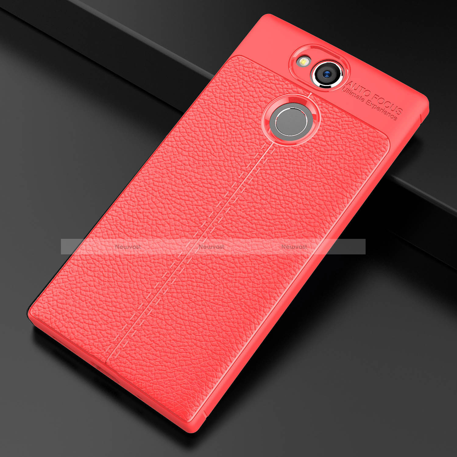 Soft Silicone Gel Leather Snap On Case Cover for Sony Xperia XA2 Plus Red