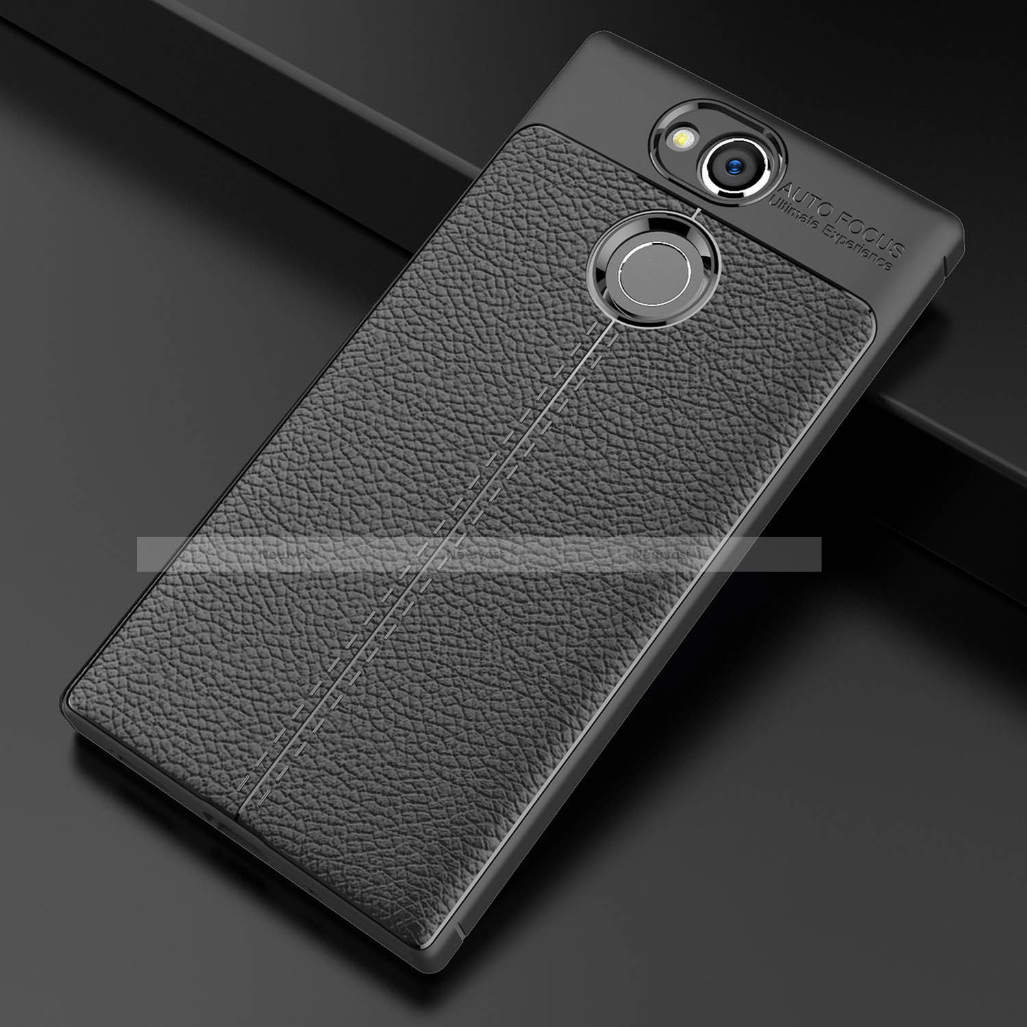 Soft Silicone Gel Leather Snap On Case Cover for Sony Xperia XA2 Ultra Black