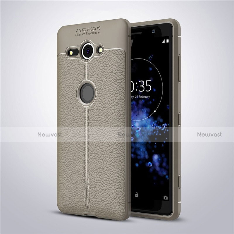 Soft Silicone Gel Leather Snap On Case Cover for Sony Xperia XZ2 Compact Gray