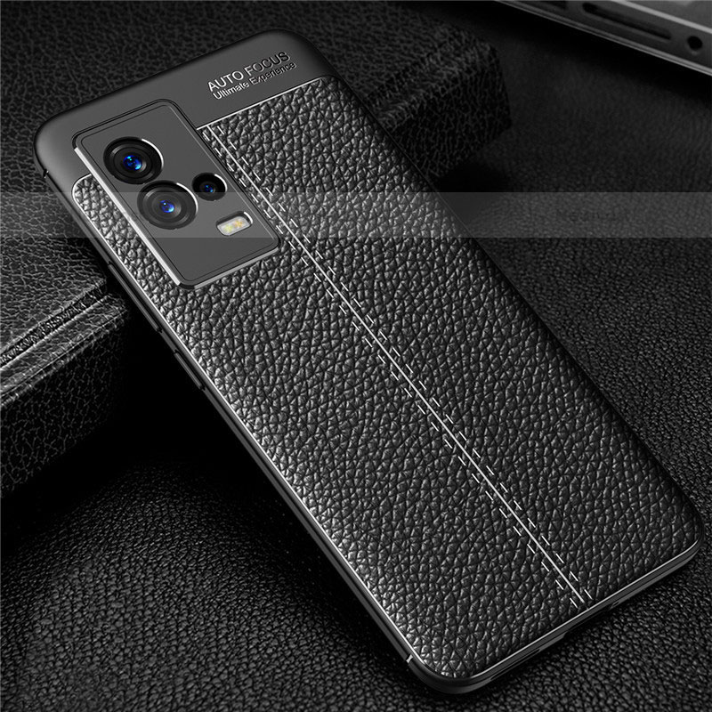 Soft Silicone Gel Leather Snap On Case Cover for Vivo iQOO 8 Pro 5G Black