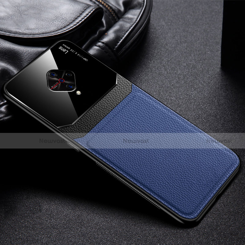 Soft Silicone Gel Leather Snap On Case Cover for Vivo S1 Pro Blue