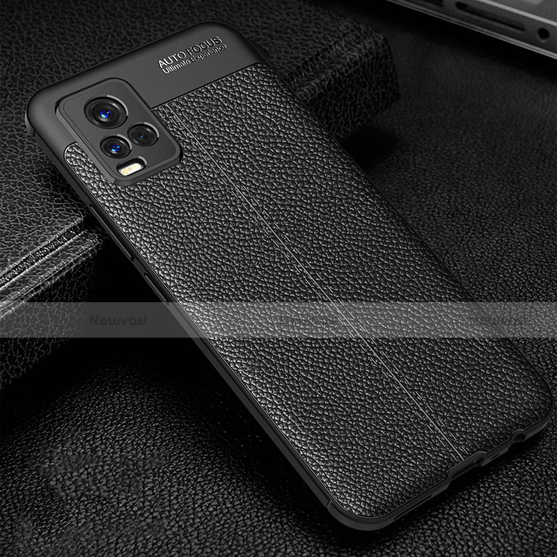 Soft Silicone Gel Leather Snap On Case Cover for Vivo V20 Black