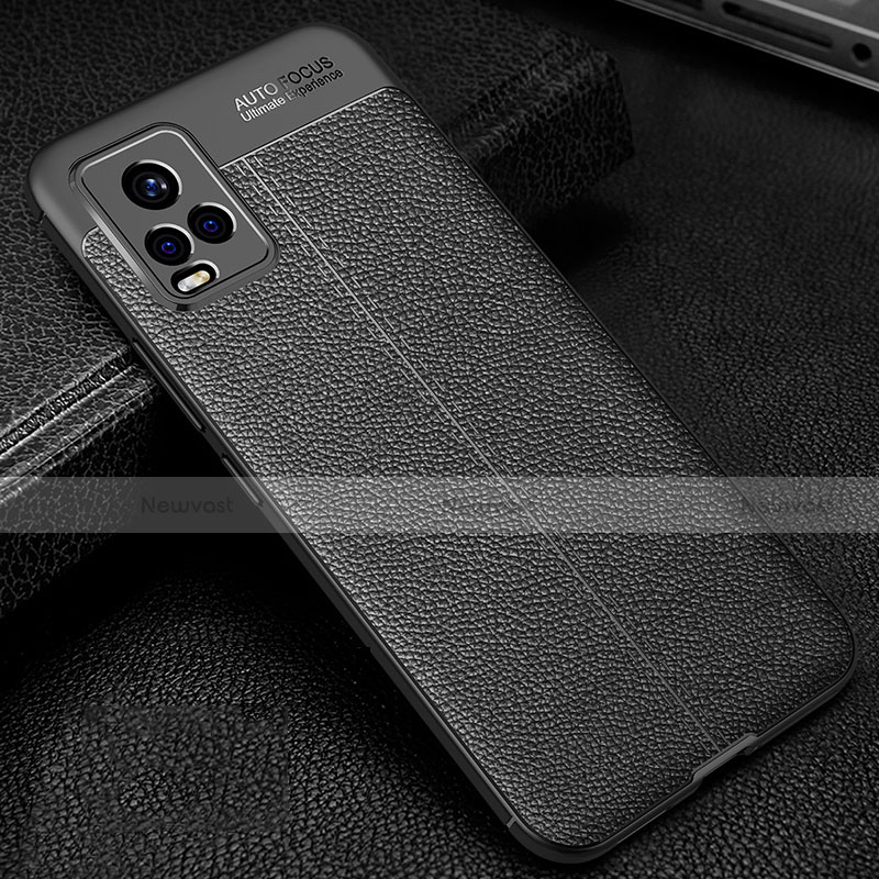 Soft Silicone Gel Leather Snap On Case Cover for Vivo V20 Pro 5G Black