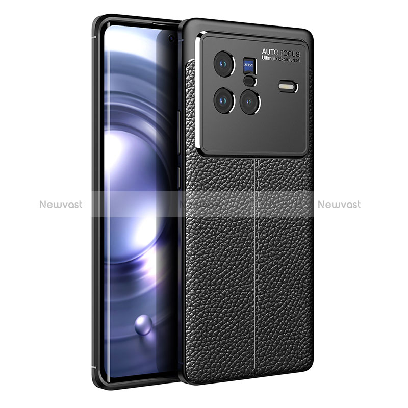 Soft Silicone Gel Leather Snap On Case Cover for Vivo X80 5G Black