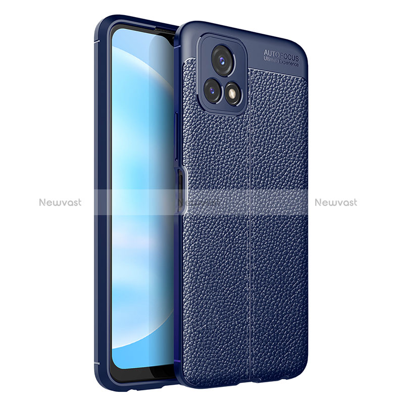 Soft Silicone Gel Leather Snap On Case Cover for Vivo Y31s 5G Blue