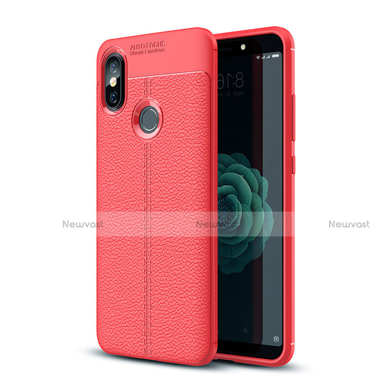 Soft Silicone Gel Leather Snap On Case Cover for Xiaomi Mi A2 Red