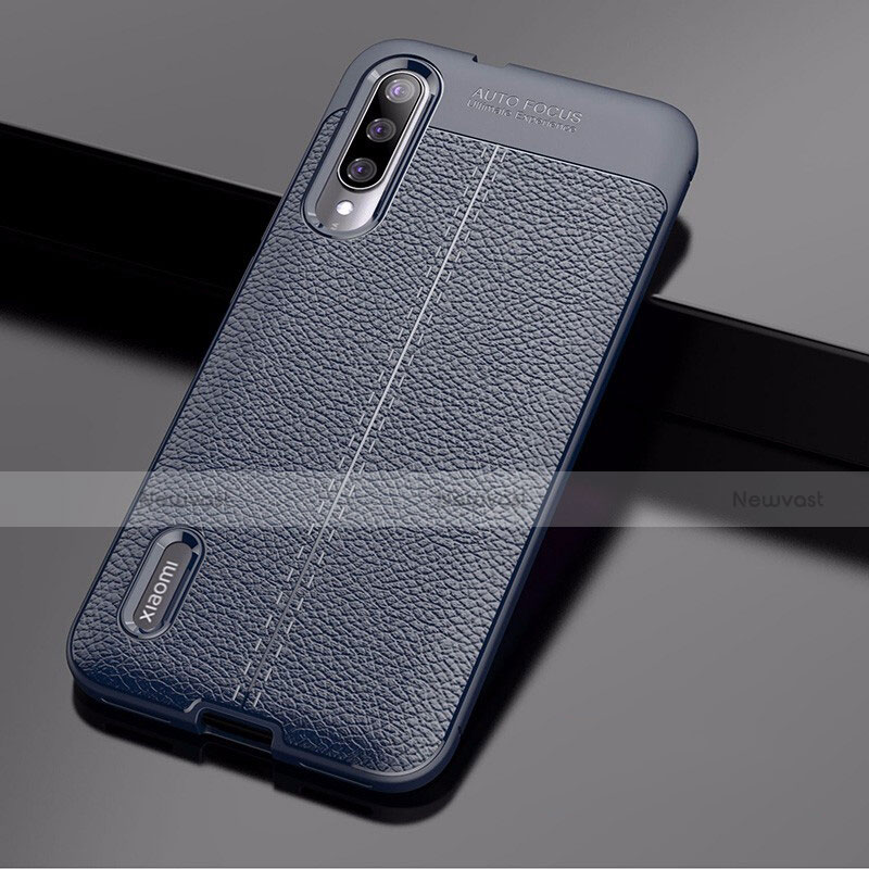 Soft Silicone Gel Leather Snap On Case Cover for Xiaomi Mi A3 Blue