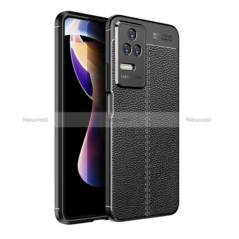 Soft Silicone Gel Leather Snap On Case Cover for Xiaomi Poco F4 5G Black