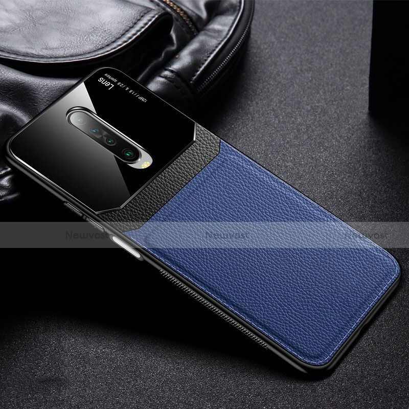 Soft Silicone Gel Leather Snap On Case Cover for Xiaomi Poco X2 Blue