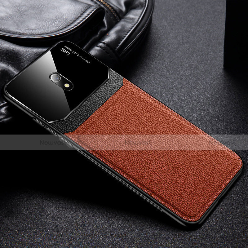 Soft Silicone Gel Leather Snap On Case Cover for Xiaomi Redmi 8A Brown