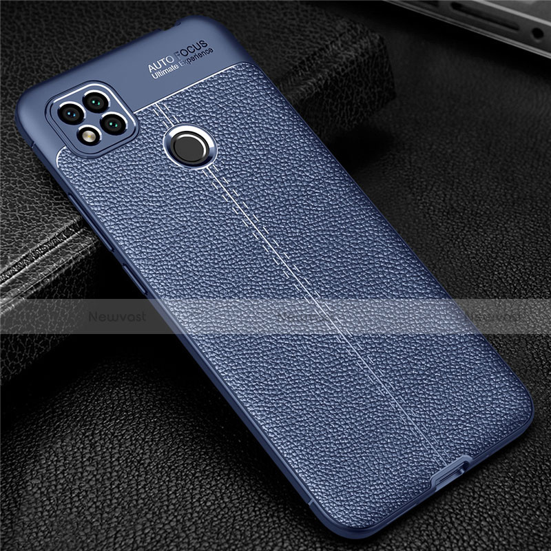 Soft Silicone Gel Leather Snap On Case Cover for Xiaomi Redmi 9C NFC Blue