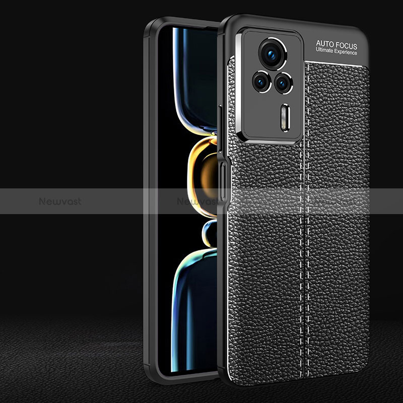 Soft Silicone Gel Leather Snap On Case Cover for Xiaomi Redmi K60E 5G Black