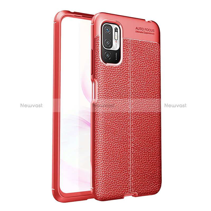 Soft Silicone Gel Leather Snap On Case Cover for Xiaomi Redmi Note 10 5G Red
