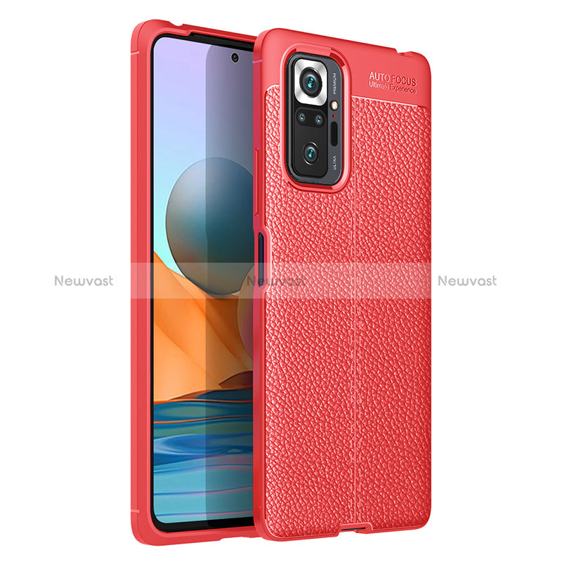 Soft Silicone Gel Leather Snap On Case Cover for Xiaomi Redmi Note 10 Pro 4G Red