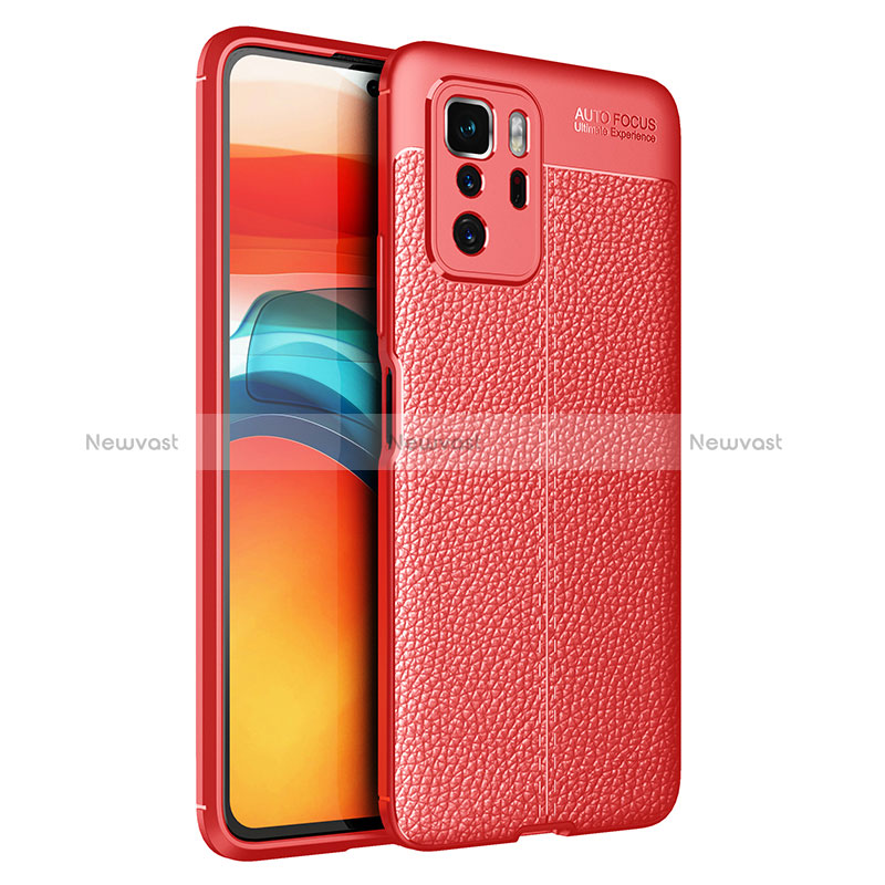 Soft Silicone Gel Leather Snap On Case Cover for Xiaomi Redmi Note 10 Pro 5G Red