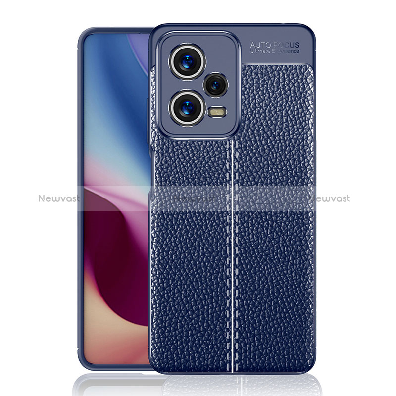 Soft Silicone Gel Leather Snap On Case Cover for Xiaomi Redmi Note 12 Pro 5G Blue