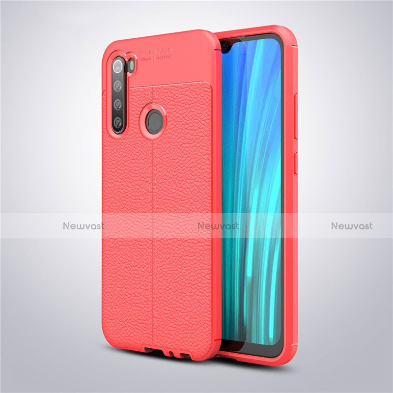 Soft Silicone Gel Leather Snap On Case Cover for Xiaomi Redmi Note 8 (2021) Red