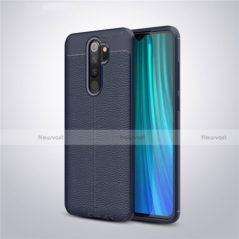 Soft Silicone Gel Leather Snap On Case Cover for Xiaomi Redmi Note 8 Pro Blue