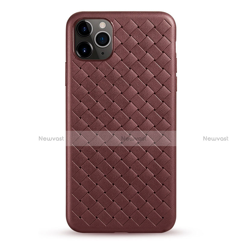 Soft Silicone Gel Leather Snap On Case Cover G01 for Apple iPhone 11 Pro Brown