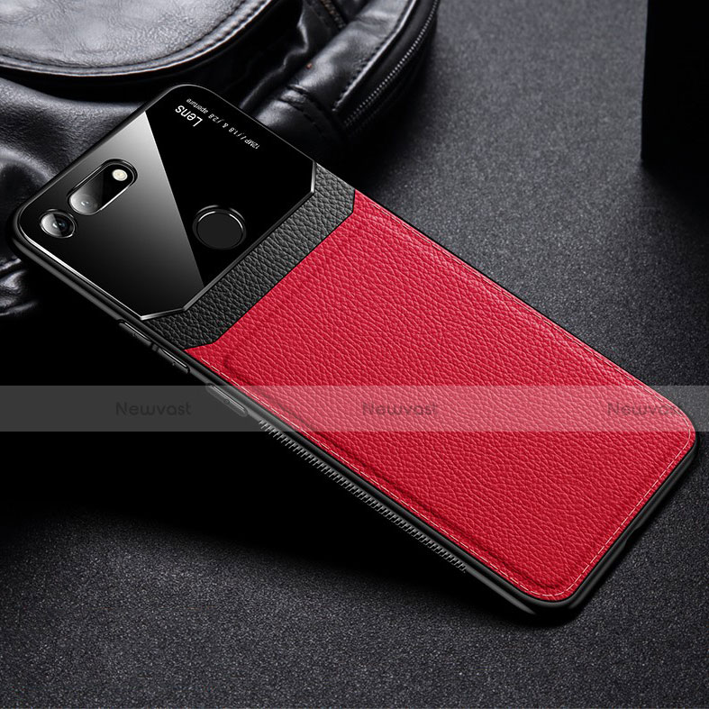 Soft Silicone Gel Leather Snap On Case Cover H01 for Huawei Honor V20 Red
