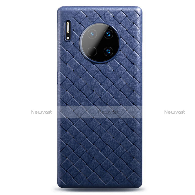 Soft Silicone Gel Leather Snap On Case Cover H01 for Huawei Mate 30 5G Blue