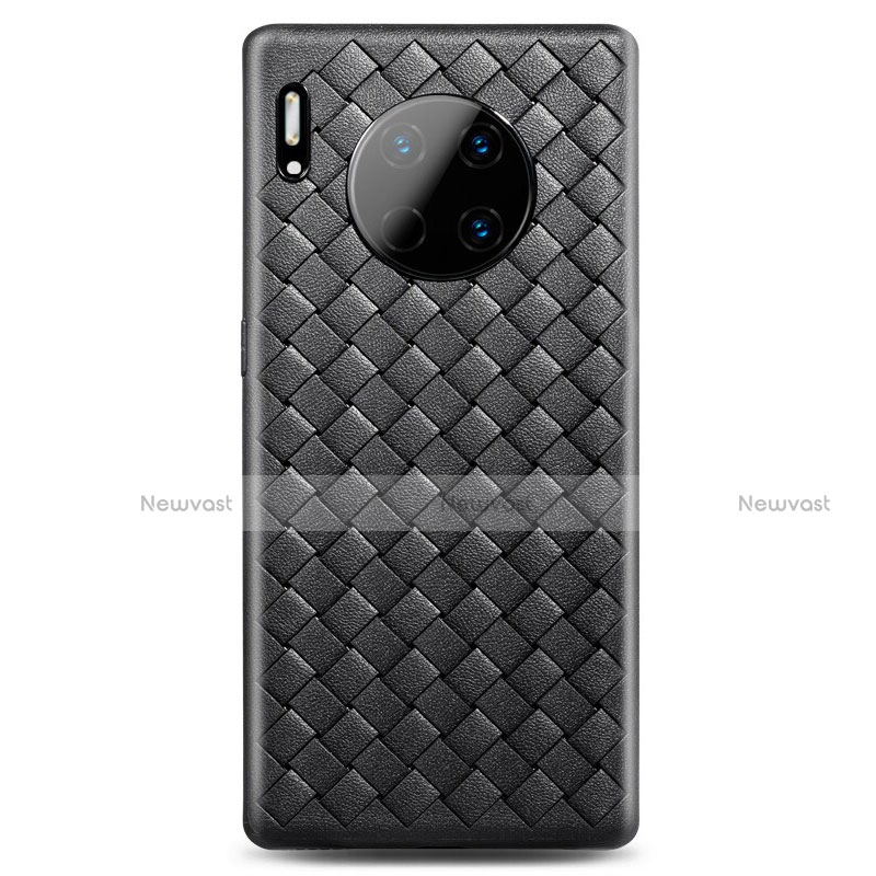 Soft Silicone Gel Leather Snap On Case Cover H01 for Huawei Mate 30 Black
