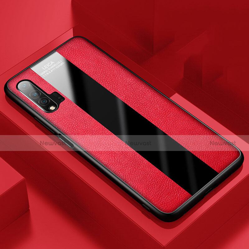 Soft Silicone Gel Leather Snap On Case Cover H01 for Huawei Nova 6 5G Red