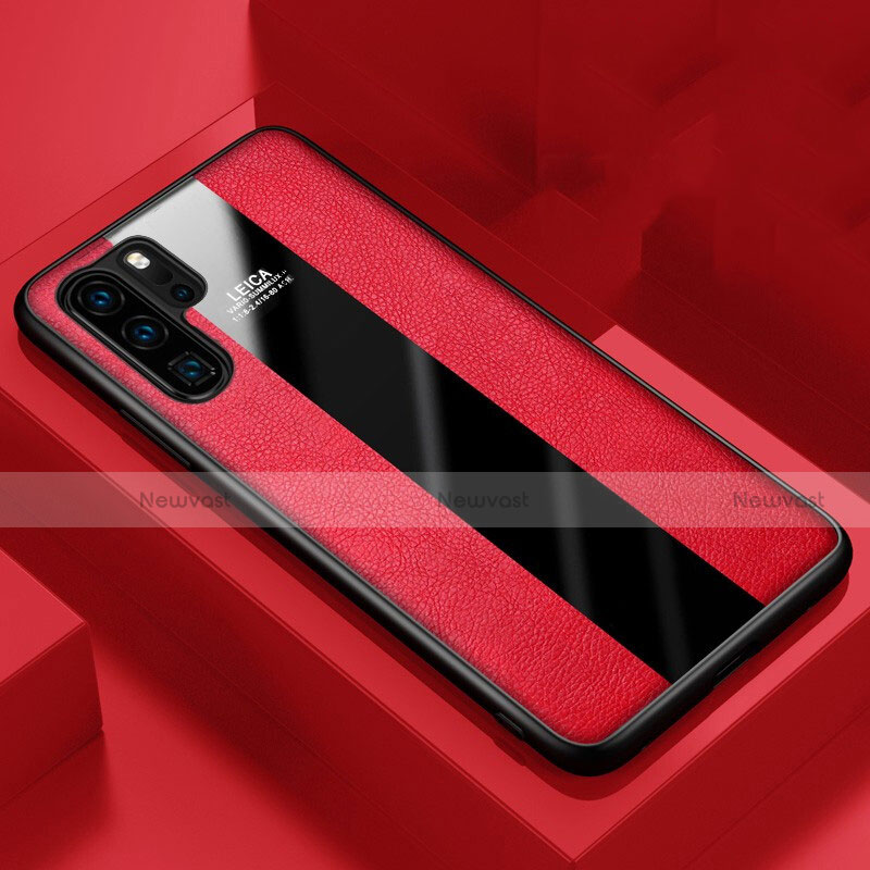 Soft Silicone Gel Leather Snap On Case Cover H01 for Huawei P30 Pro New Edition Red