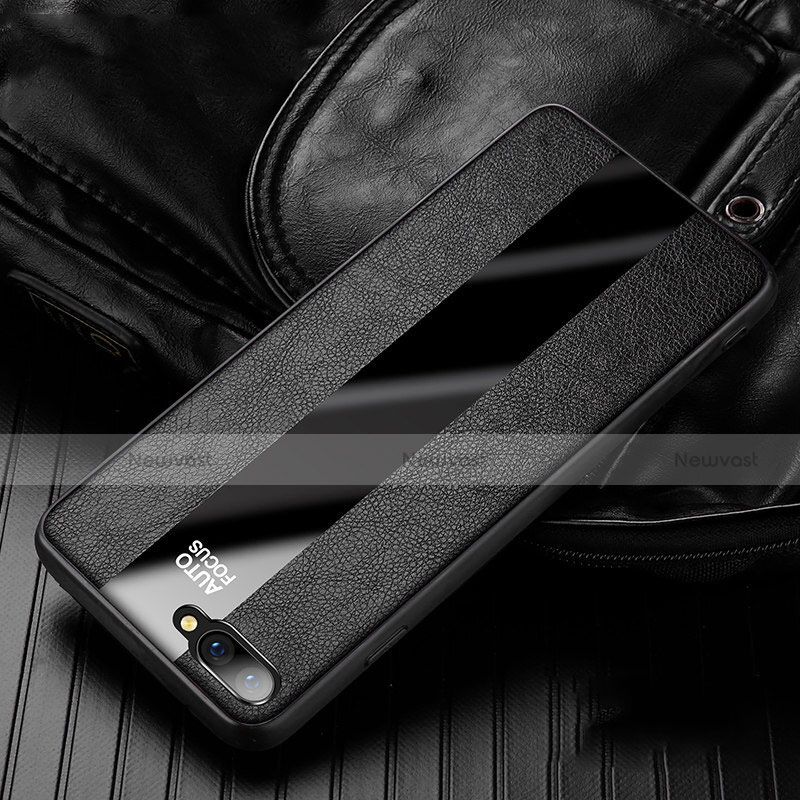 Soft Silicone Gel Leather Snap On Case Cover H01 for Oppo K1 Black