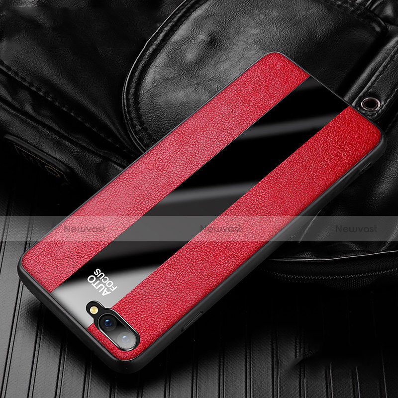 Soft Silicone Gel Leather Snap On Case Cover H01 for Oppo RX17 Neo Red