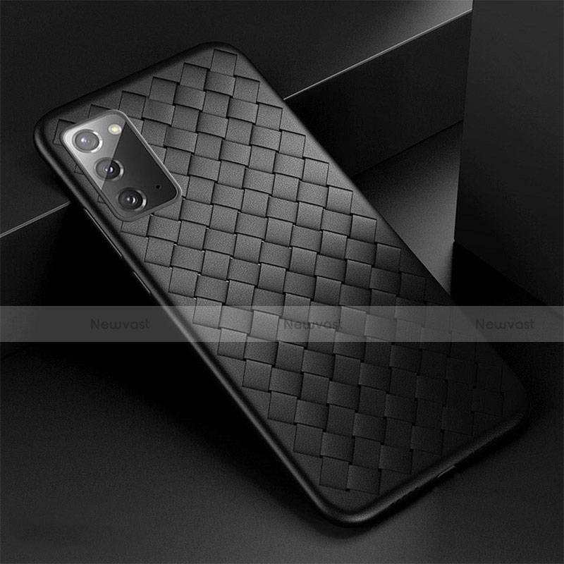 Soft Silicone Gel Leather Snap On Case Cover H01 for Samsung Galaxy Note 20 5G Black