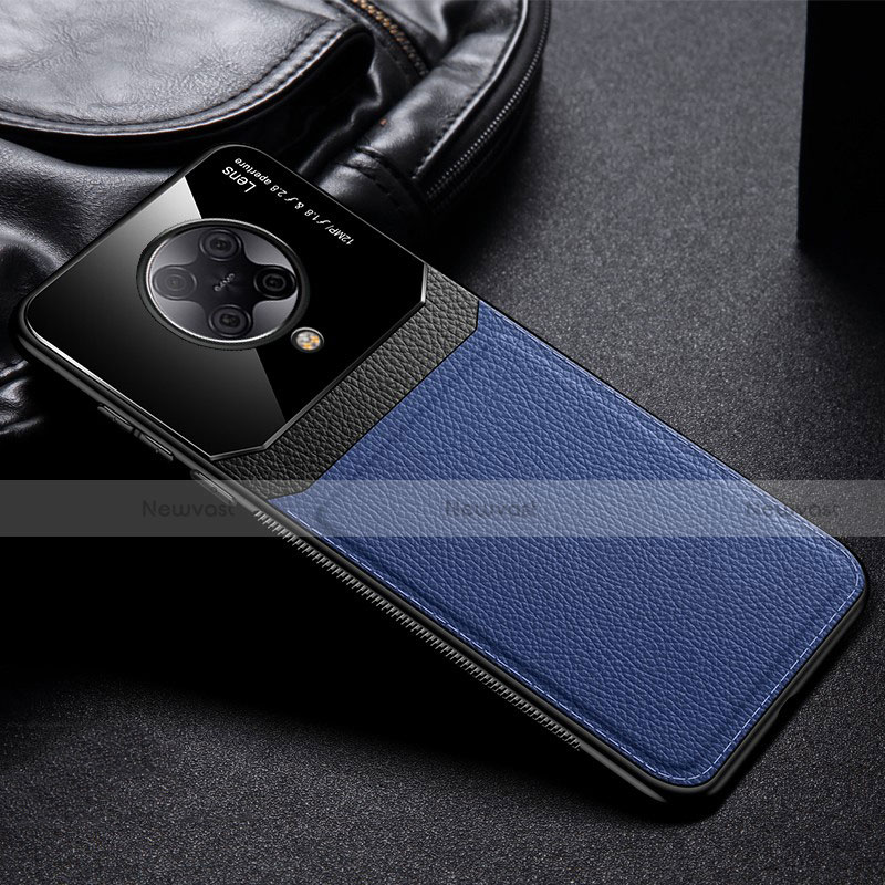 Soft Silicone Gel Leather Snap On Case Cover H01 for Xiaomi Poco F2 Pro Blue