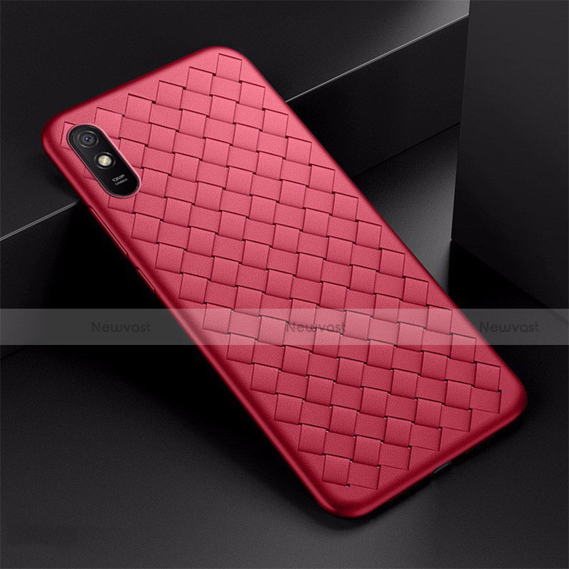 Soft Silicone Gel Leather Snap On Case Cover H01 for Xiaomi Redmi 9A Red