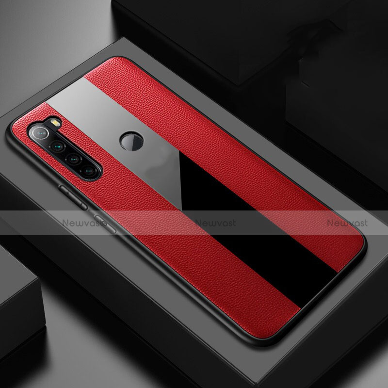 Soft Silicone Gel Leather Snap On Case Cover H01 for Xiaomi Redmi Note 8 (2021) Red