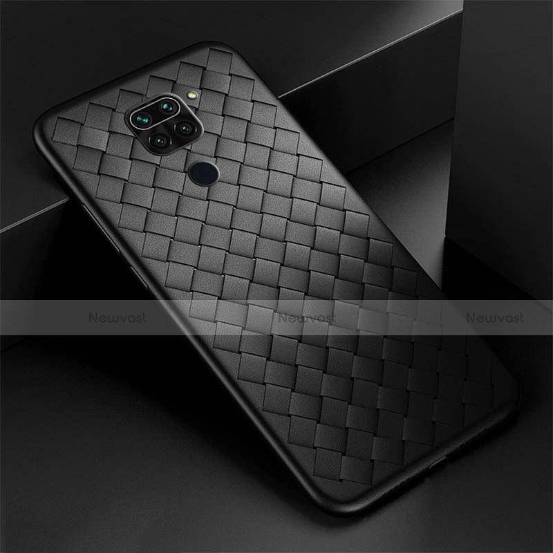 Soft Silicone Gel Leather Snap On Case Cover H01 for Xiaomi Redmi Note 9 Black