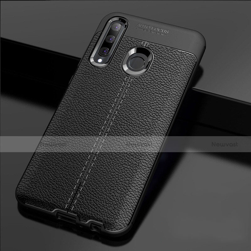 Soft Silicone Gel Leather Snap On Case Cover H02 for Huawei Honor 10i Black