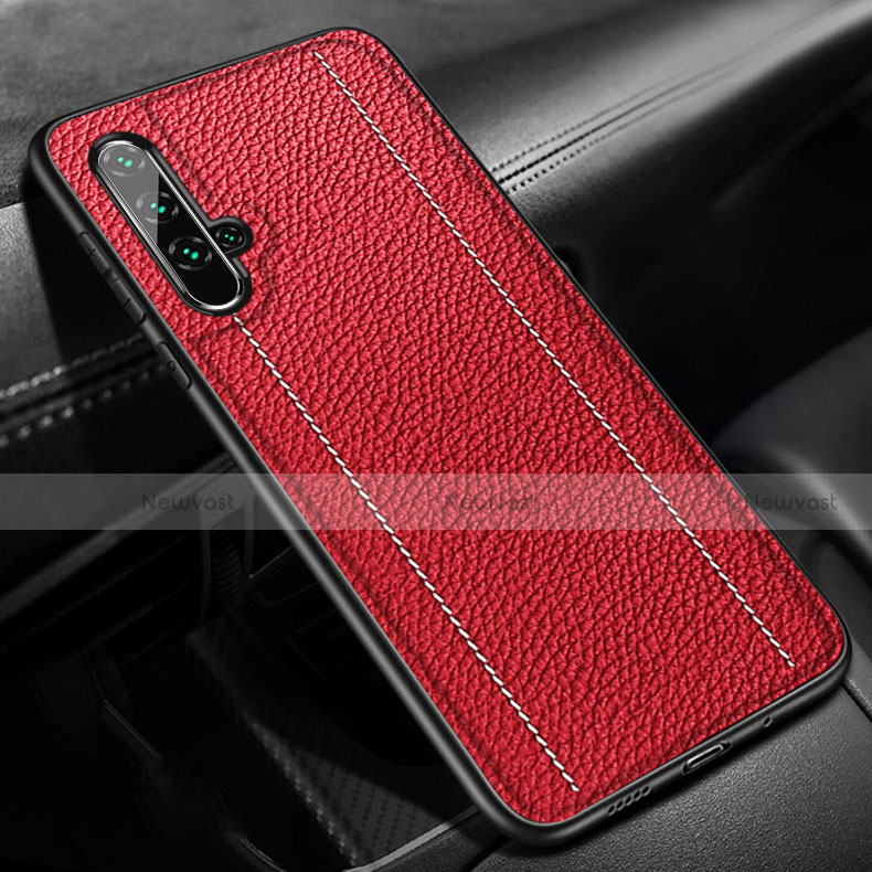 Soft Silicone Gel Leather Snap On Case Cover H02 for Huawei Honor 20 Red