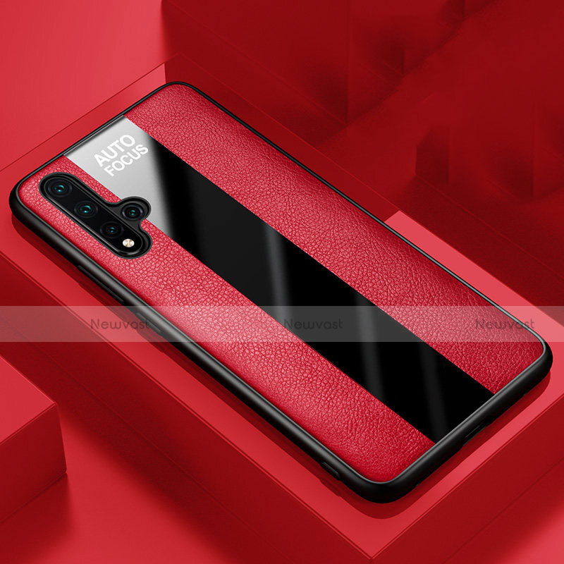 Soft Silicone Gel Leather Snap On Case Cover H02 for Huawei Nova 5 Pro Red