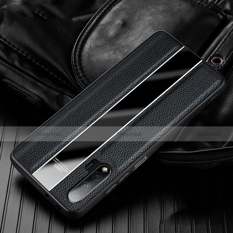 Soft Silicone Gel Leather Snap On Case Cover H02 for Huawei Nova 6 Black