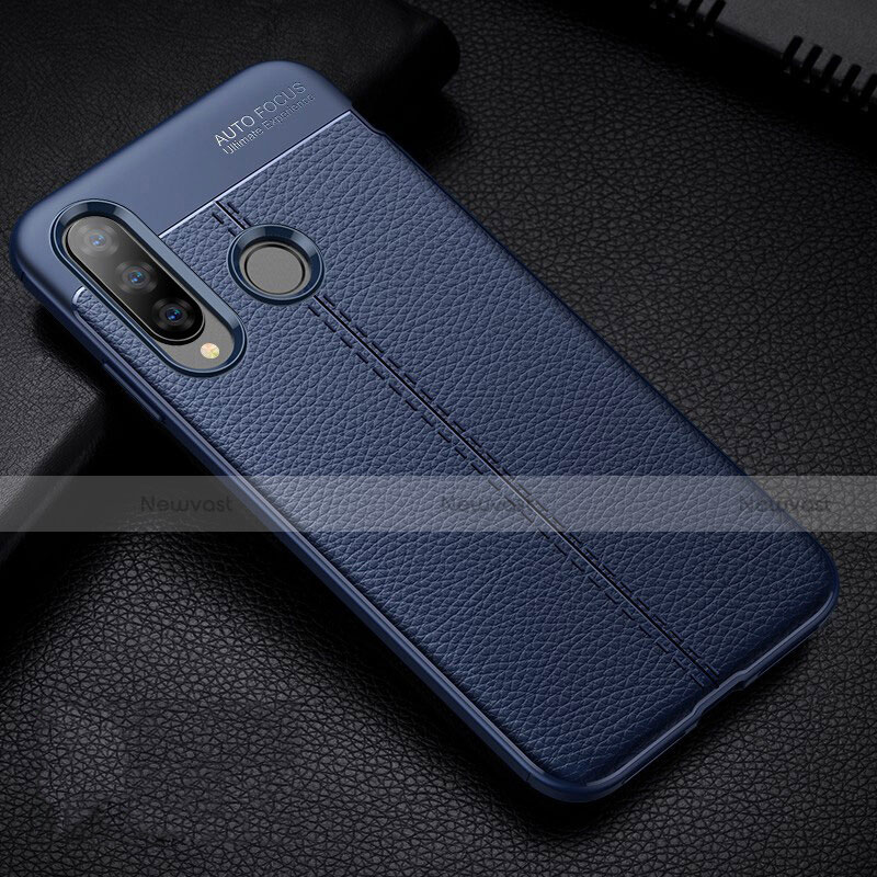 Soft Silicone Gel Leather Snap On Case Cover H02 for Huawei P30 Lite New Edition Blue