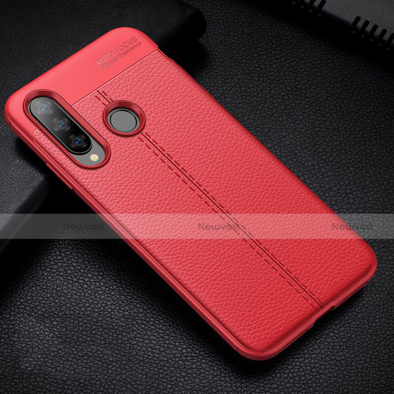 Soft Silicone Gel Leather Snap On Case Cover H02 for Huawei P30 Lite XL Red